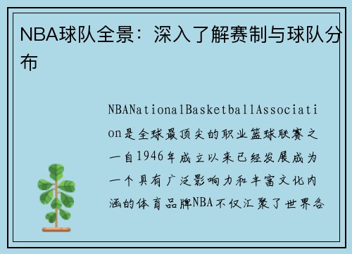NBA球队全景：深入了解赛制与球队分布