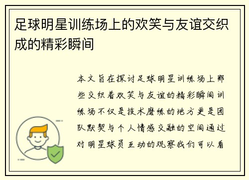 足球明星训练场上的欢笑与友谊交织成的精彩瞬间